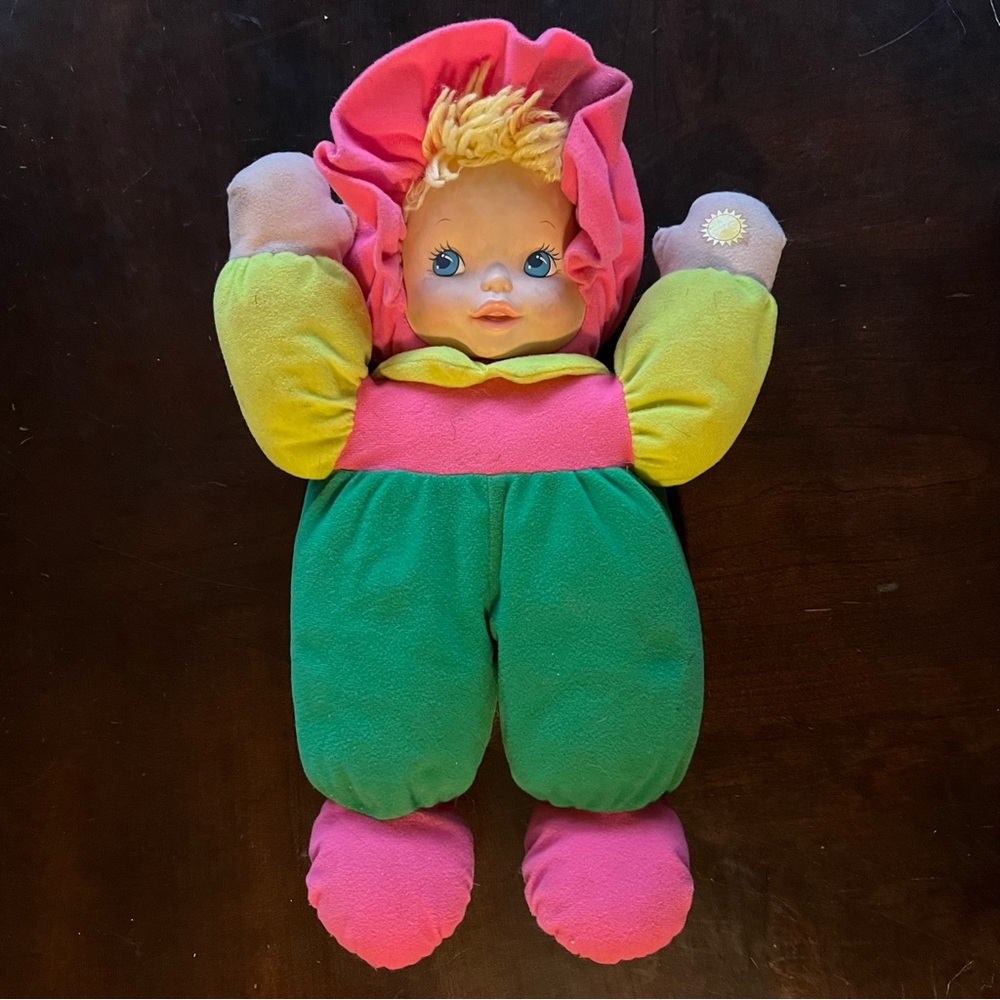 VINTAGE BABY'S N THINGS BABY GIRL DOLL STUFFED ANIMAL PLUSH TOY Green & Pink